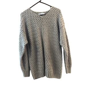 Hand Knit VTG Limited Basket Weave Sweater Sz 8 Ramie Cotton Beige Cottagecore